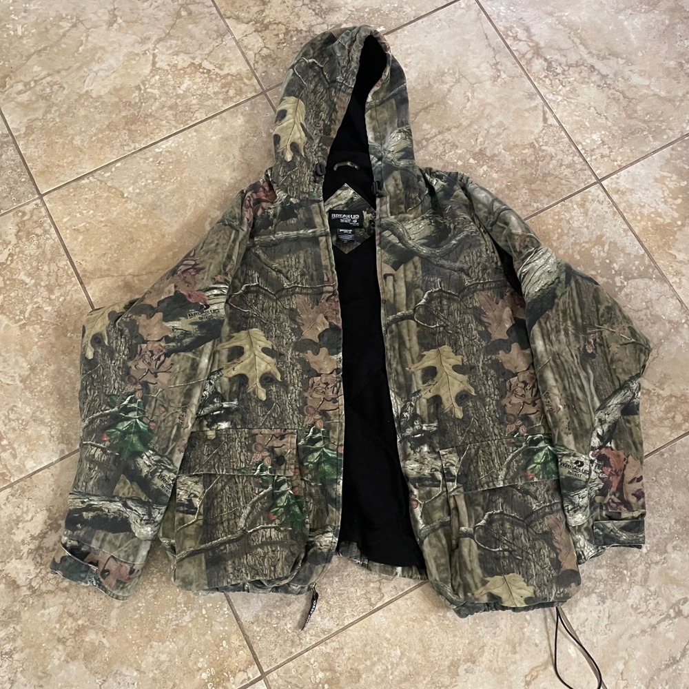 Mossy Oak‎ Break-Up Infinity Camo Hooded Jacket Mens 2XL Quilted Lining Full Zip
